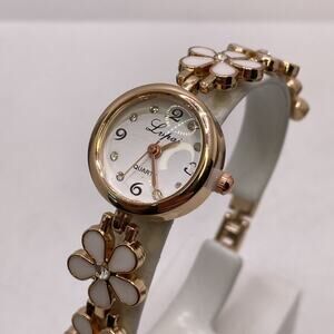 Lupai Womens Rose Gold Ceramic Flower Watch Works New Battery